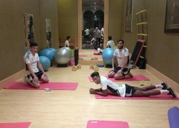 صور.. أول حصة تدريبية للمنتخب الوطني في الدوحة