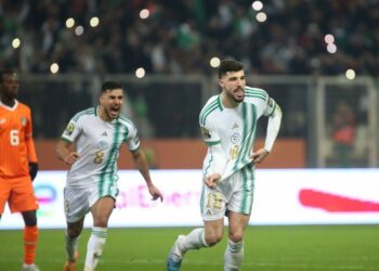 لحظة تسجيل هدف تأهل الخضر لنصف نهائي الشان
